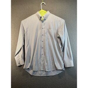 Jos A Bank Traveler Dress Shirt Men's  White Size  Large‎ Blue & White Preppy